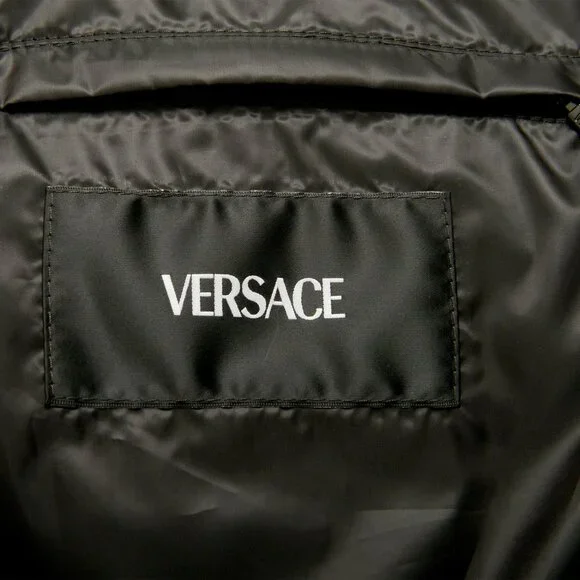 Versace Men's Gray Greca Print Down Sleeveless Jacket Puffer Vest US S IT 48